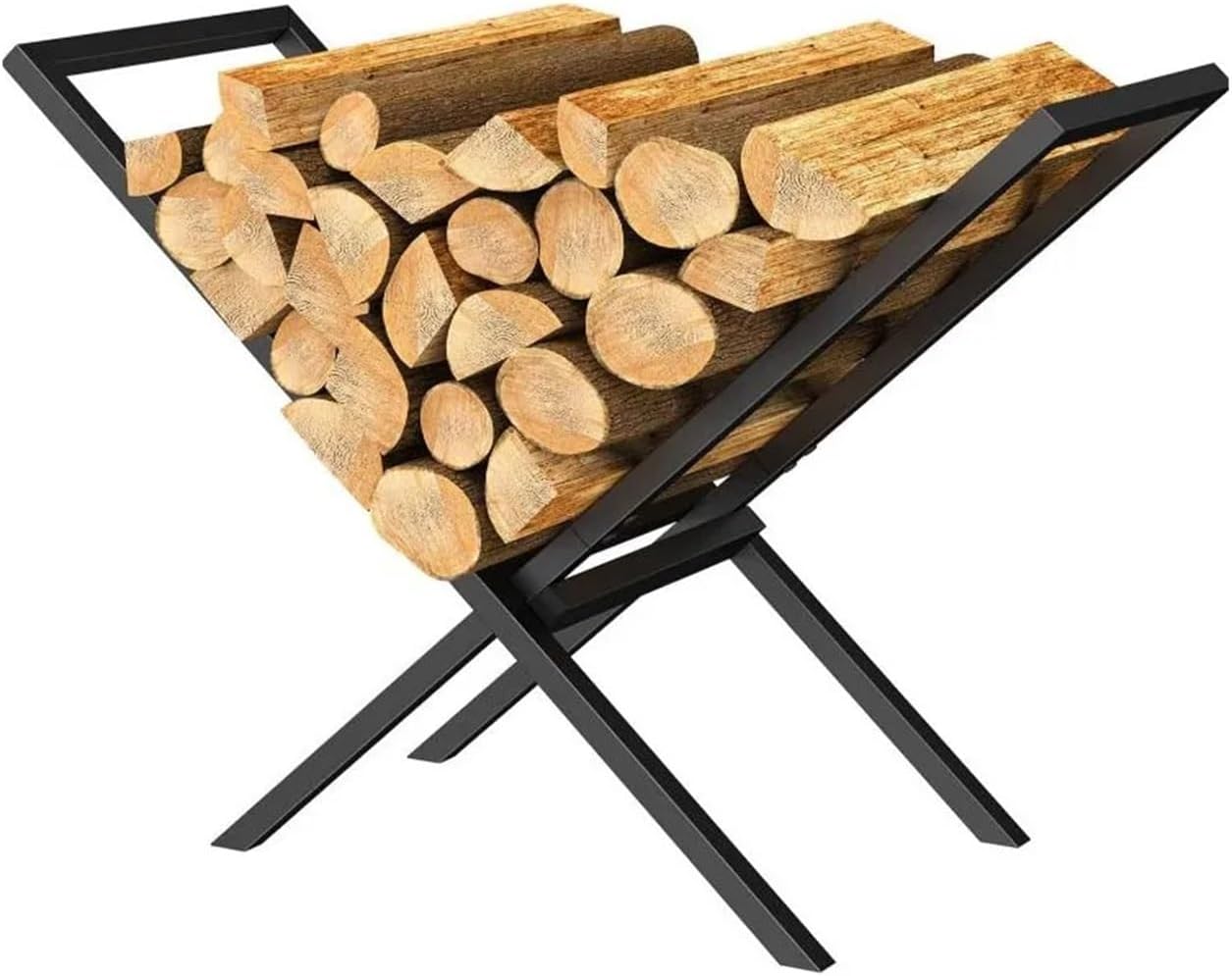 Fnacuody Firewood storage rack Firewood Rack Indoor for Fireplace Wood Storage,X-Shaped Log Holder OutdoorHeavy Duty Stacker Stand Carrier
