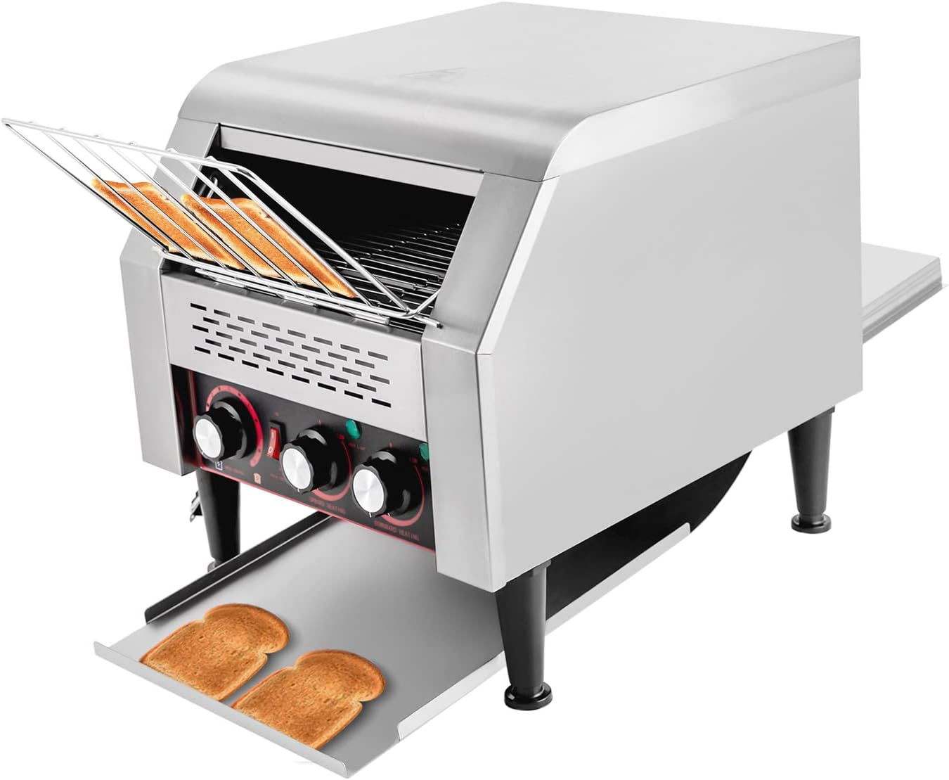 Commercial Conveyor Toaster, 110V 2200W Commercial Conveyor Toaster Tray Toasting Machine 300 Slices/Hour Heavy Duty Industrial Stainless Steel Electric Oven w/7-speed for Coffee Shops & Home