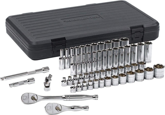 GEARWRENCH 57 Pc. 3/8" Drive 6 Pt. Mechanics Tool Set, Standard & Deep, SAE/Metric - 80550
