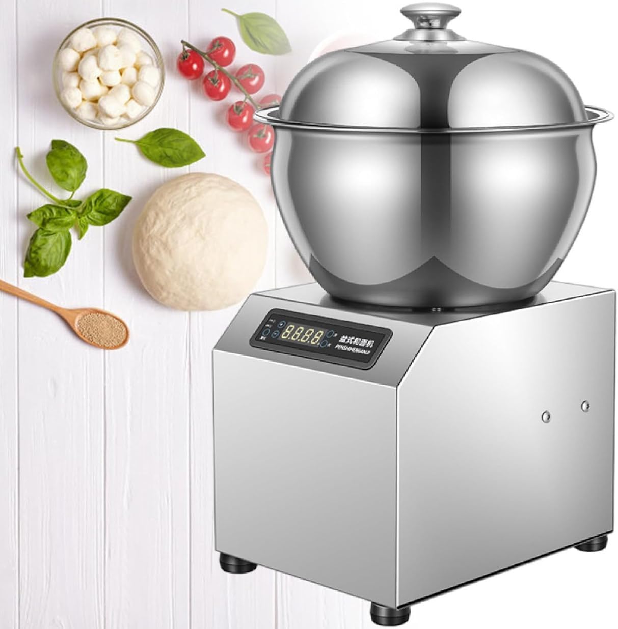 5\/8KG(11\/18LBS) Commercial Dough Maker, 1800W Electric Dough Kneading Machine, Stainless Steel Stand Bread Mixer Dual Rotation for Restaurant Pizzeria,8KG