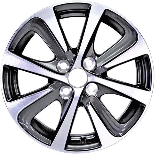 New Wheel 15x5 inch Rim For 2018-2019 Toyota Prius Machined Face with Painted Grey Spoke Inset and Painted Grey Pockets 4 x 100 mm8 Spoke