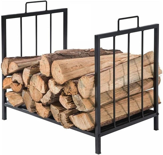 Log Store Firewood Rack Stand, Heavy Duty Metal Wood Holder For Indoor & Outdoor Fireplace, Portable Wood Pile Storage