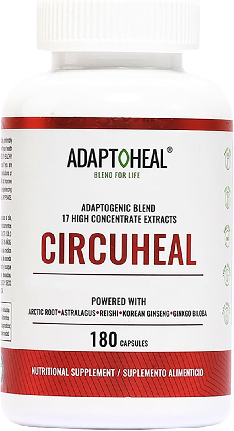 ADAPTOHEAL Blood Pressure Support Supplement with Astragulus, Ginkgo Biloba, Rhodiola Rosea, Reishi Mushroom (180 Capsules)