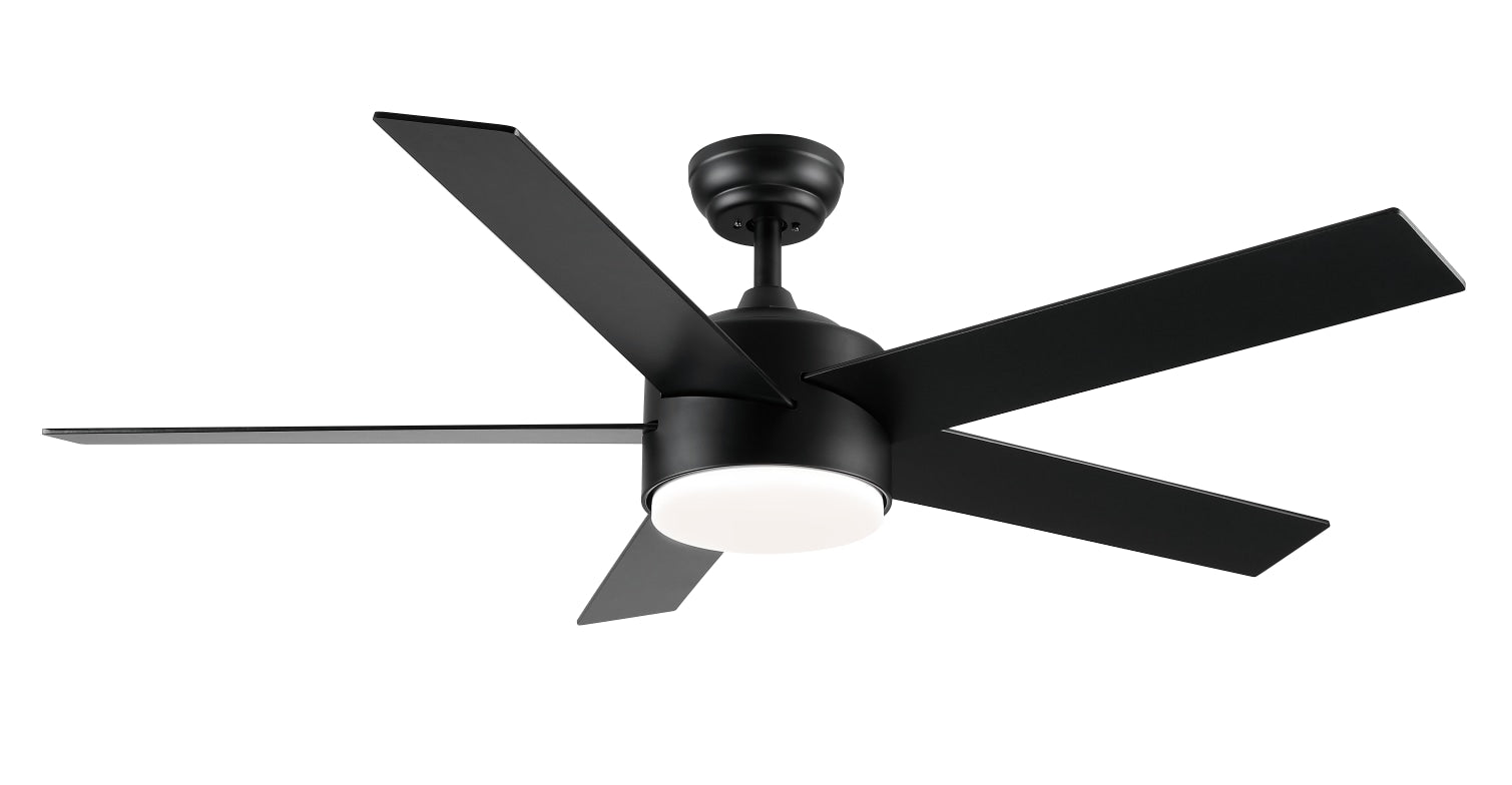 Flynama 52-in Integrated LED Black with Black Blades Ceiling Fan With Light - Remote Included ( 5 -Blade )
