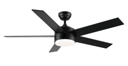 Flynama 52-in Integrated LED Black with Black Blades Ceiling Fan With Light - Remote Included ( 5 -Blade )