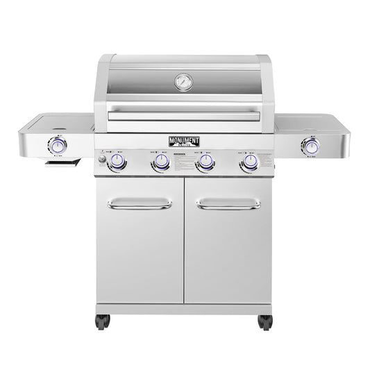 Monument Clearview 35633 Stainless steel 4 -Burner Liquid Propane Gas Grill 2 -Side Burner