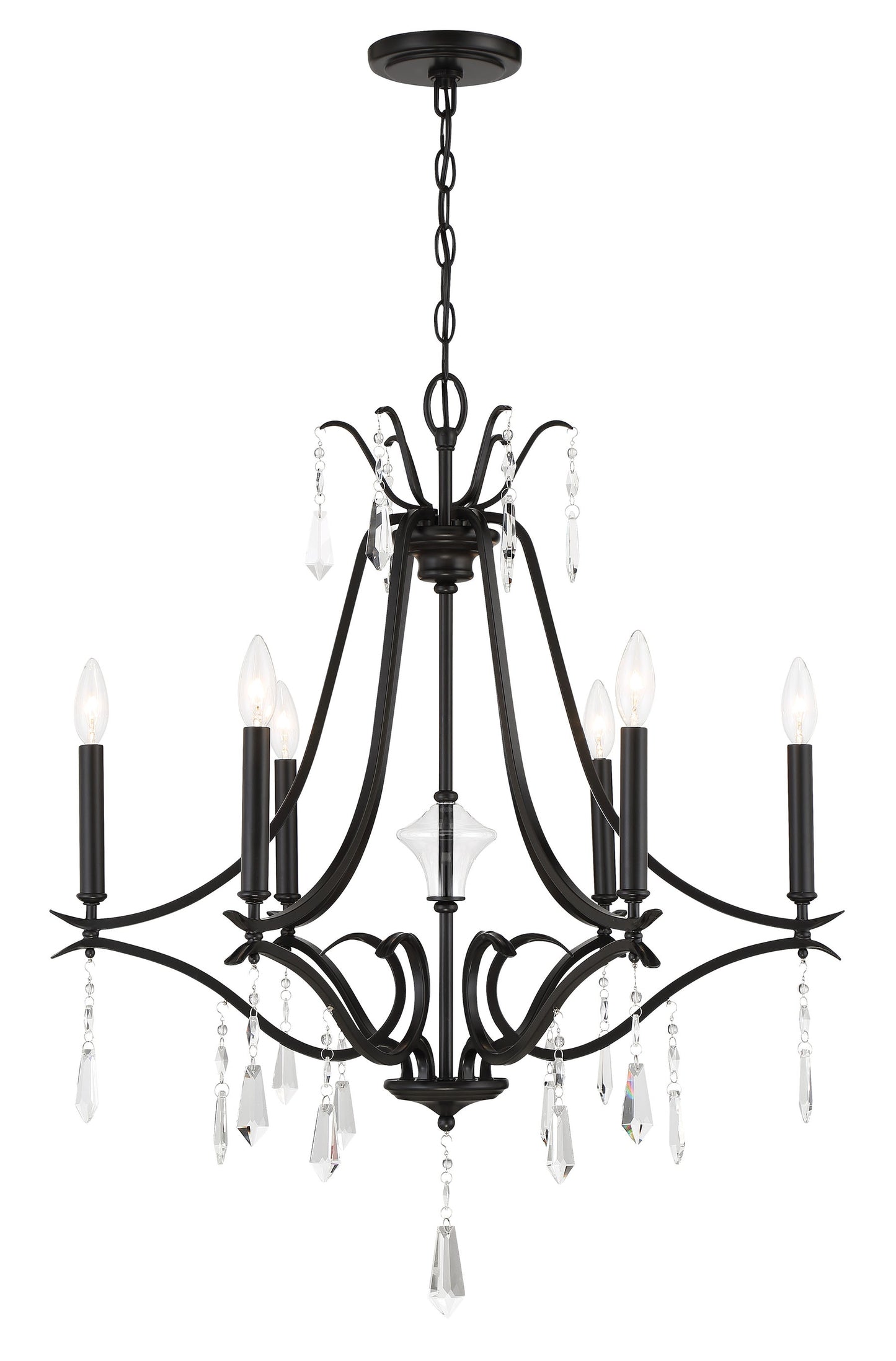 Minka Lavery Laurel Estate 6 -Light Matte Black Modern/contemporary Bare bulb For Use in Bedrooms, Dining Rooms, Foyers, Kitchens, Living Rooms Chandelier