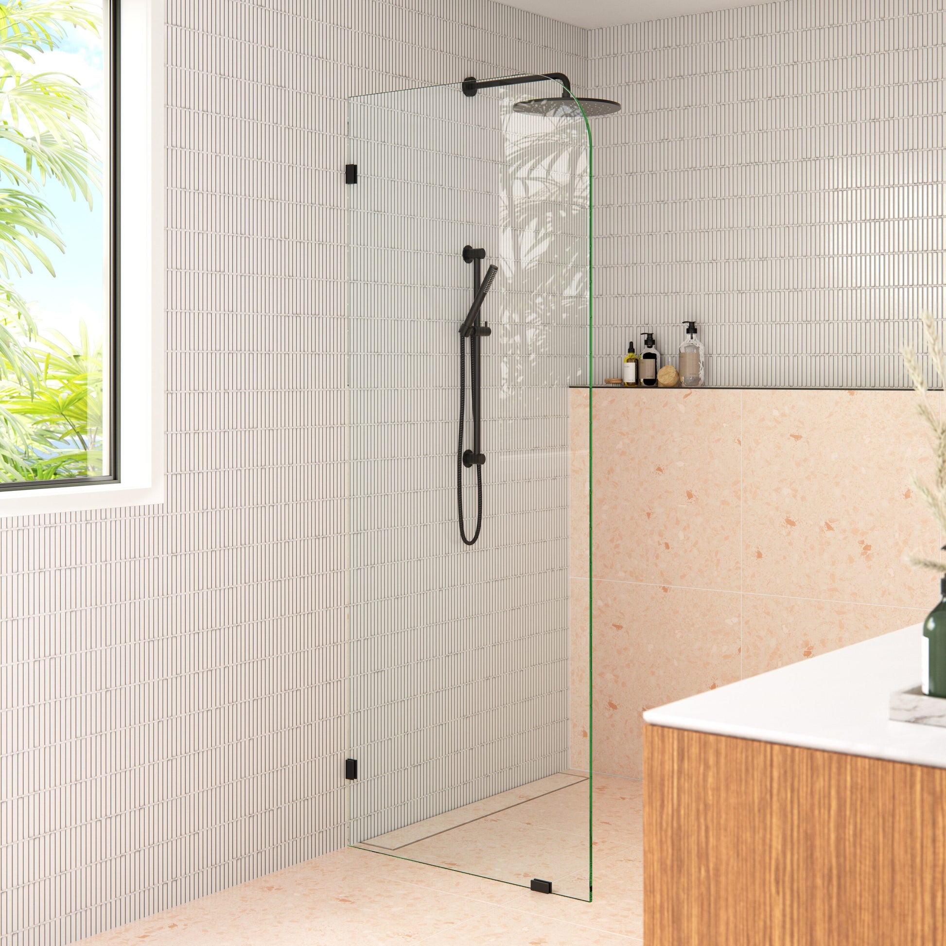 Glass Warehouse Solaris Matte Black 30-in W x 78-in H Frameless Tempered Glass Fixed Shower door