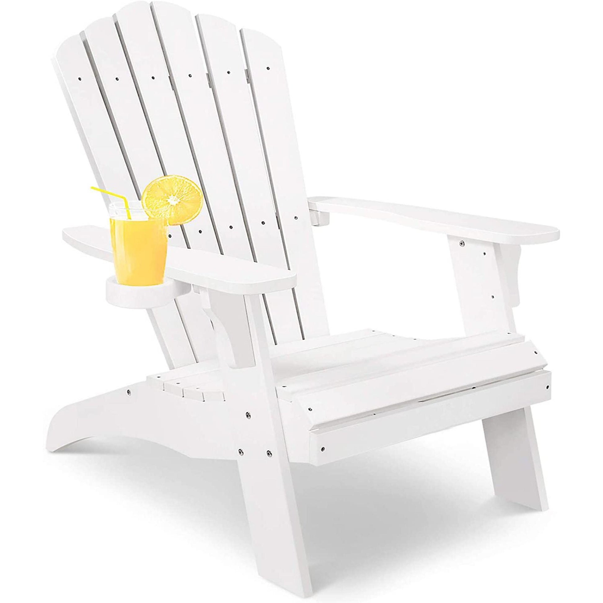 Bayfeve Patio Chairs White Poly-lumber Frame Stationary Adirondack Chair with Solid Seat