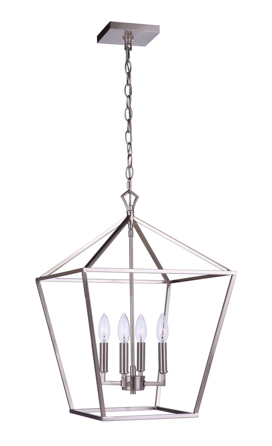 Craftmade Flynt II 4 -Light Brushed Polished Nickel Traditional Square Medium Hanging Pendant light 4852254