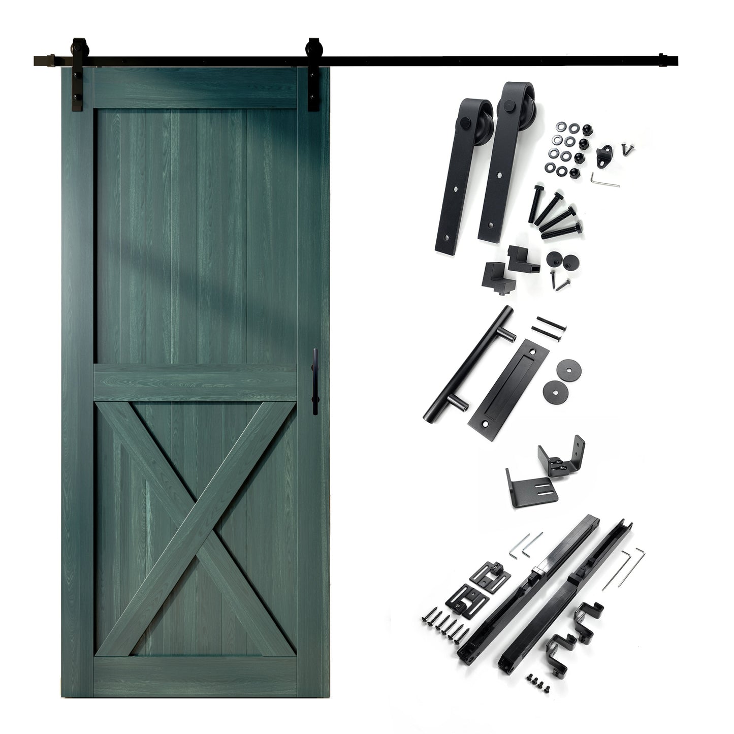 HOMACER 54-in x 84-in Royal Pine X-frame Pine Wood Solid core Single Barn Door (Hardware Included)