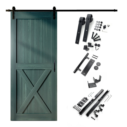 HOMACER 54-in x 84-in Royal Pine X-frame Pine Wood Solid core Single Barn Door (Hardware Included)