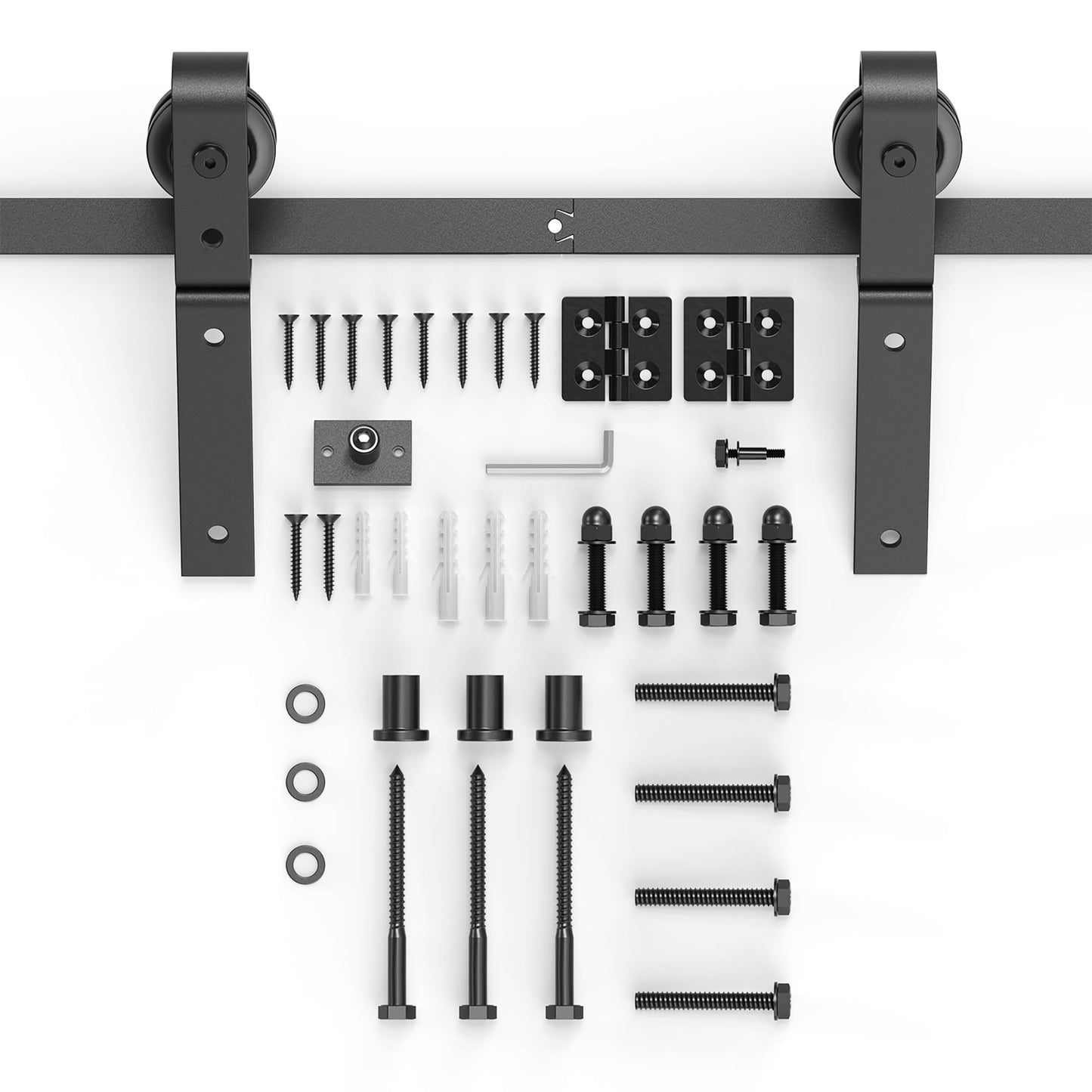 Clihome Matte Black Indoor/Outdoor Standard Soft Close Single Barn Door Hardware Kit HL-U2030101000