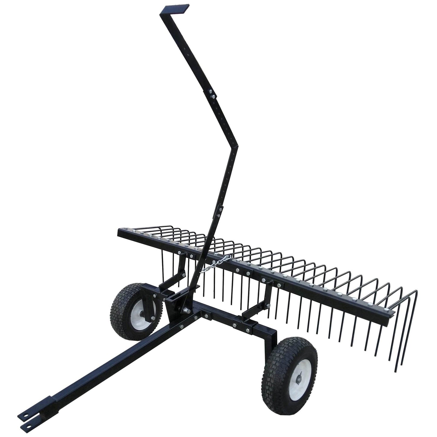 Yard Tuff Yard Tuff 60 inch Pine Straw ATV Tow Behind Steel Landscape Rake with Wheels and Handle 88985