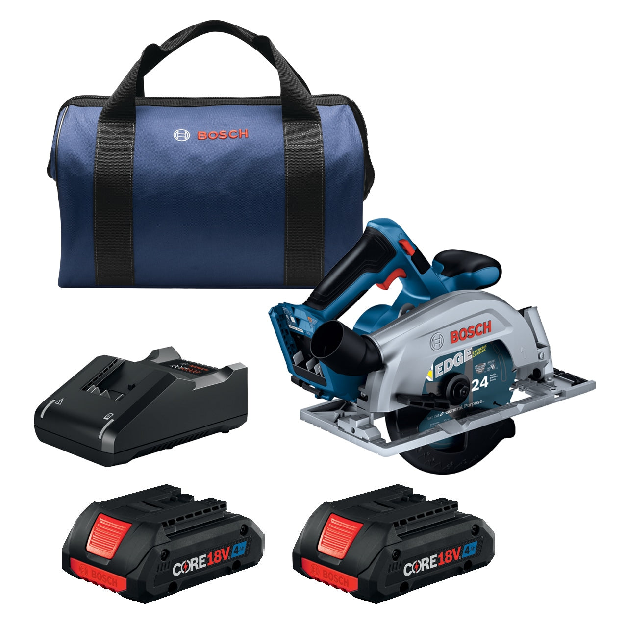 Bosch 18-volt 4-Amp 6-1/2-in Brushless Cordless Circular Saw Kit (2-Batteries and Charger Included) GKS18V-22B25