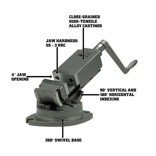 Wilton AMV/SP-100, 2-Axis Precision Angular Vise 4 inch Jaw Width, 1-1/2 inch Jaw Depth 11705