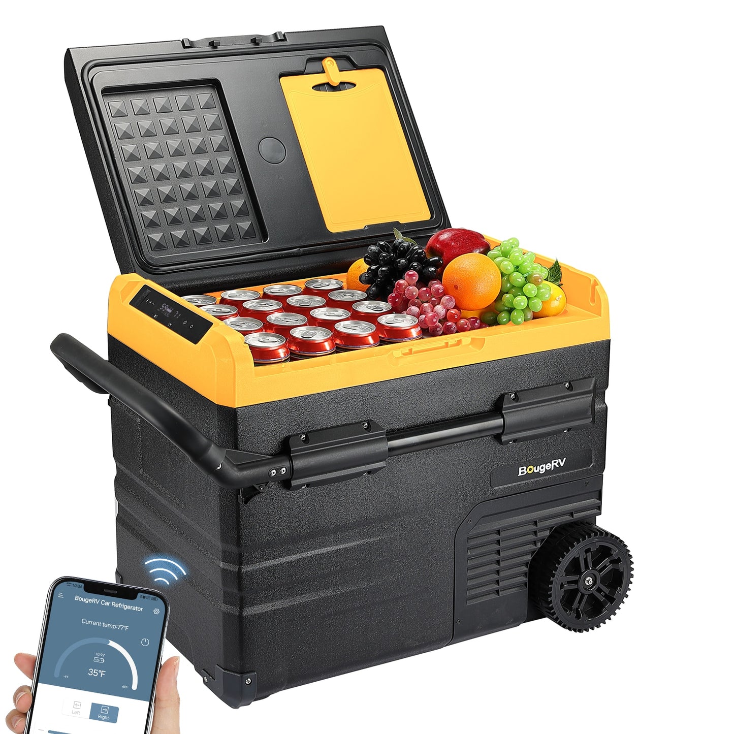BougeRV Black/Yellow 48-Quart Wheeled Insulated Chest Cooler LW04501