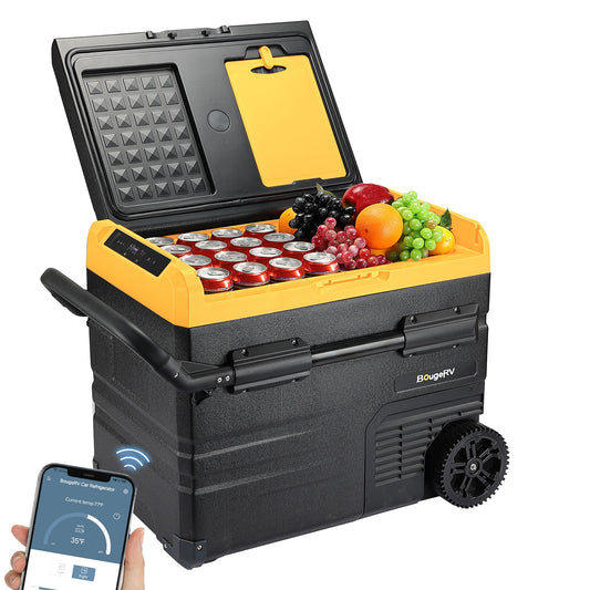 BougeRV Black/Yellow 48-Quart Wheeled Insulated Chest Cooler LW04501