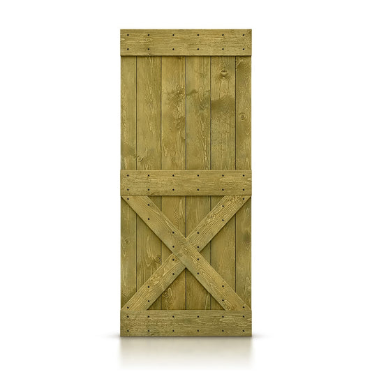 CALHOME 38-in x 84-in Jungle green Pine Wood Solid core Single Barn Door (Hardware Not Included)