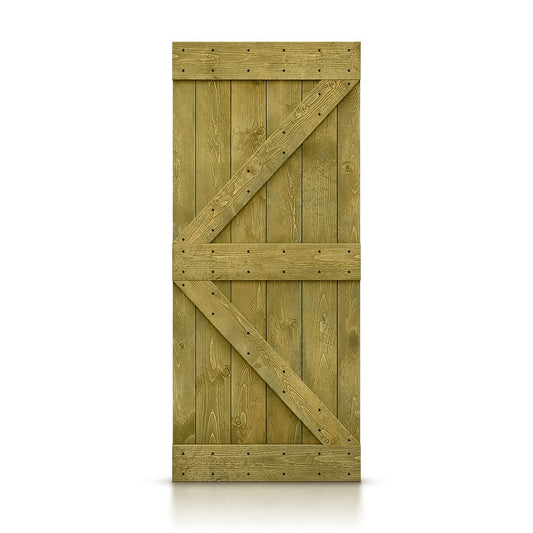 CALHOME 30-in x 84-in Jungle green Pine Wood Solid core Single Barn Door (Hardware Not Included)