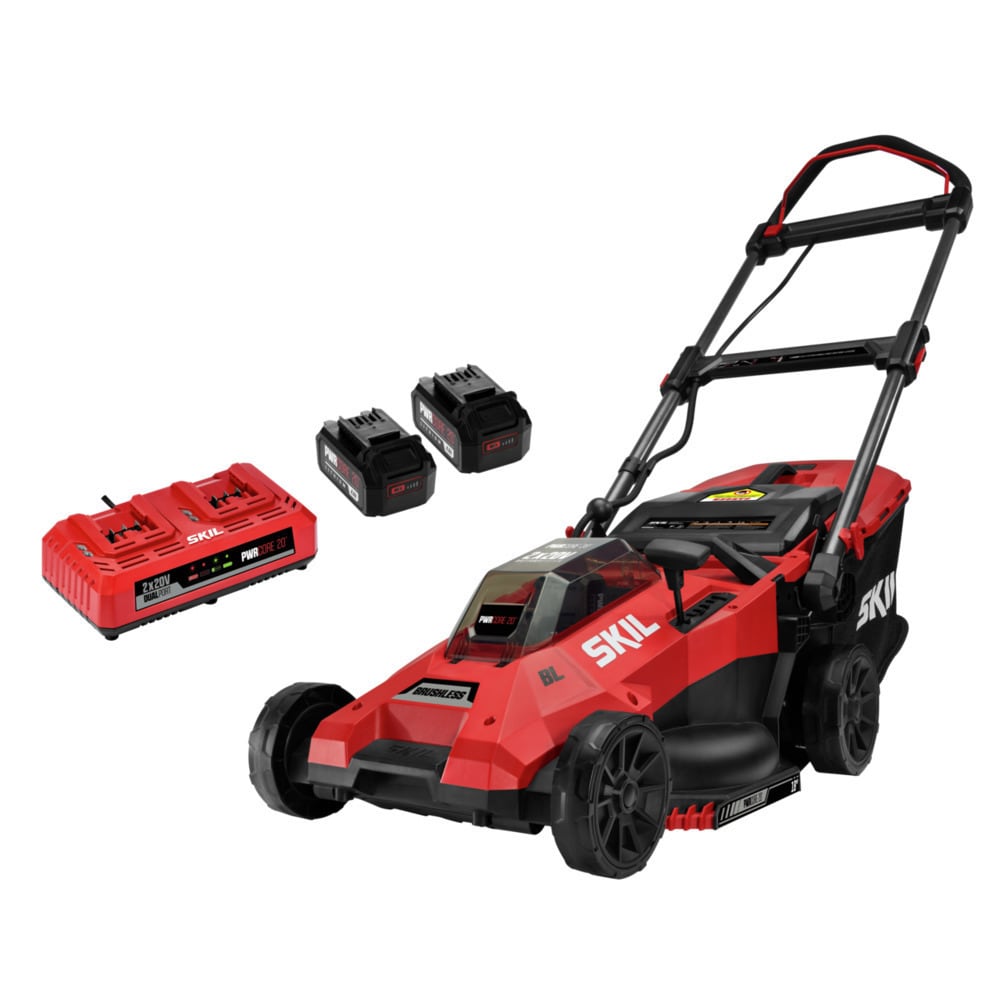 SKIL PWR CORE 20-volt 18-in Cordless Push Lawn Mower 4 Ah (2-Batteries and Charger Included) PM4912B-20