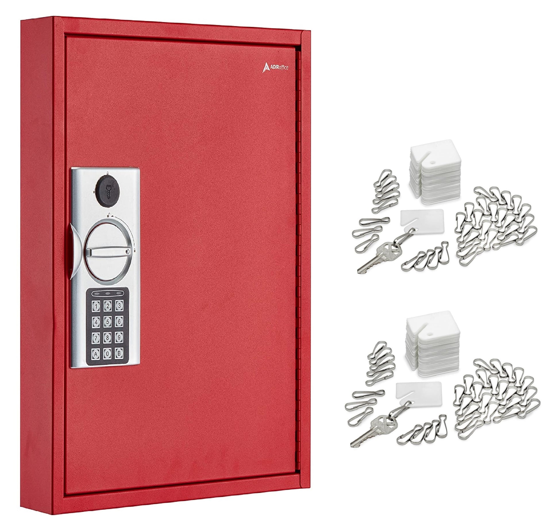 AdirOffice Waterproof Fireproof Keyed Key Safe 680-60-RED-689-PKG