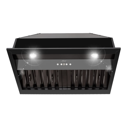 Akicon 30 inch Ducted 600-CFM Matte Black Insert Under Cabinet Range Hood with Charcoal Filter