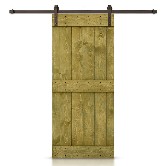 CALHOME 36-in x 84-in Jungle green Pine Wood Solid core Single Barn Door (Hardware Included)