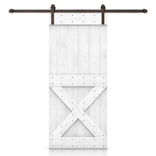 CALHOME 26-in x 84-in Light Cream Knotty pine Wood Solid core Single Barn Door (Hardware Included)