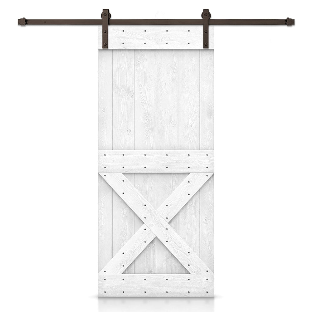 CALHOME 42-in x 84-in White Pine Wood Solid core Single Barn Door (Hardware Included)