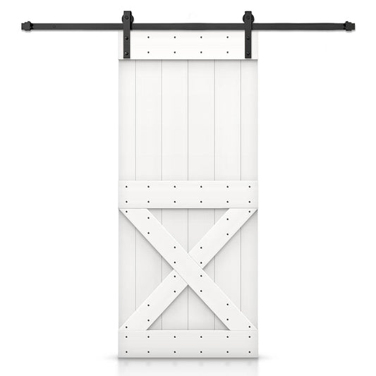 CALHOME 20-in x 84-in White Knotty pine Wood Solid core Single Barn Door (Hardware Included)