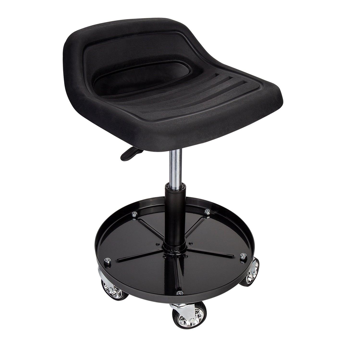 SUNEX TOOLS Black Work Seat with Air Cylinder Height Adjustment and Heavy Duty Casters - 300 lbs. Weight Capacity 8514
