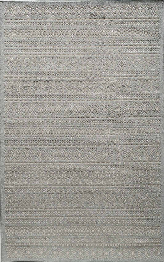 Rugs America Riviera 5 x 8 (ft) Loomed Polypropylene Light Blue Rectangular Indoor Medallion Oriental Area rug