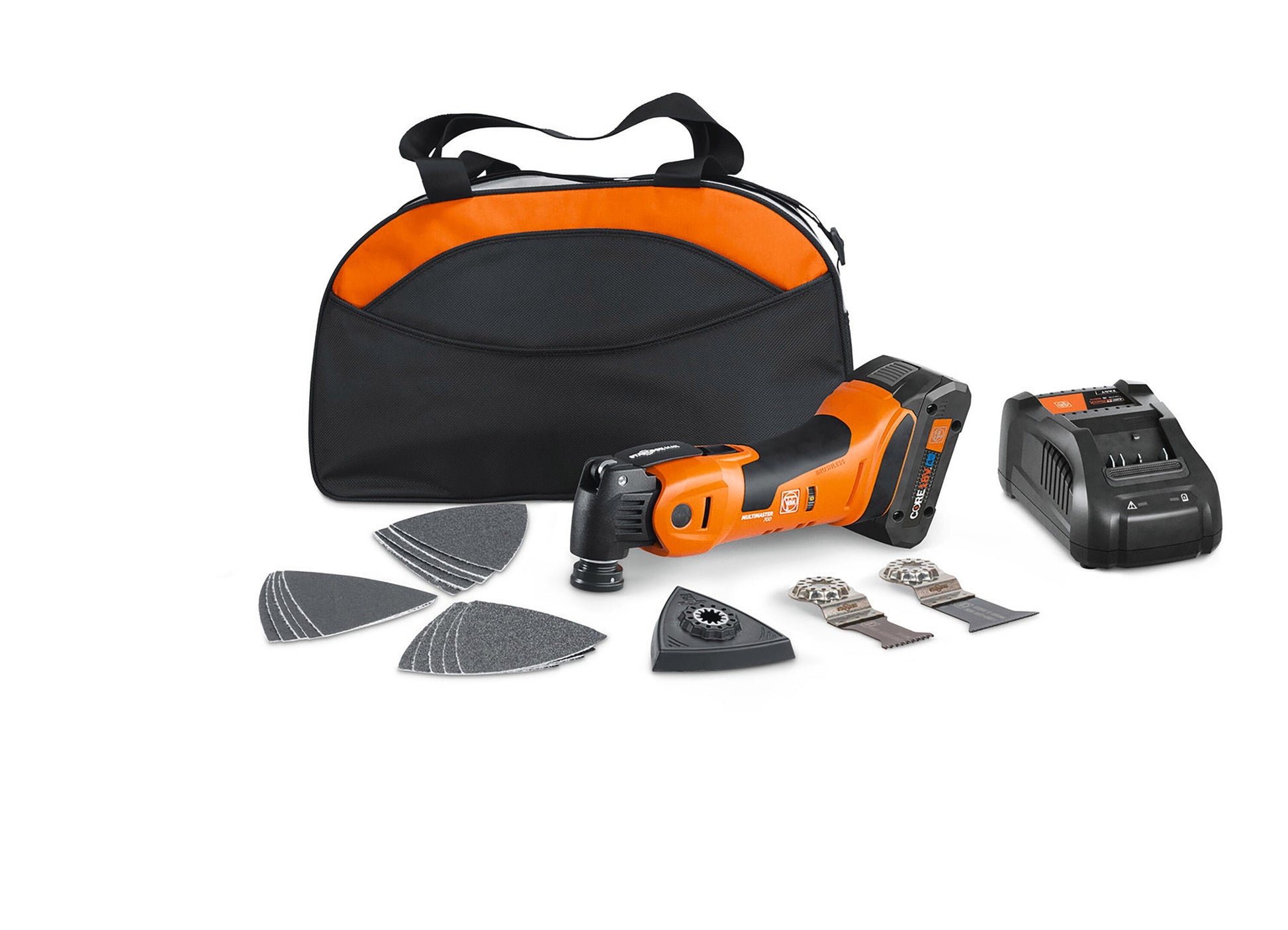 FEIN MULTIMASTER AMM700 Plus 18-volt Cordless Brushless 5.5-Amp Variable 12-Piece Oscillating Multi-Tool Kit with Soft Case (1-Battery Included) 71293664090