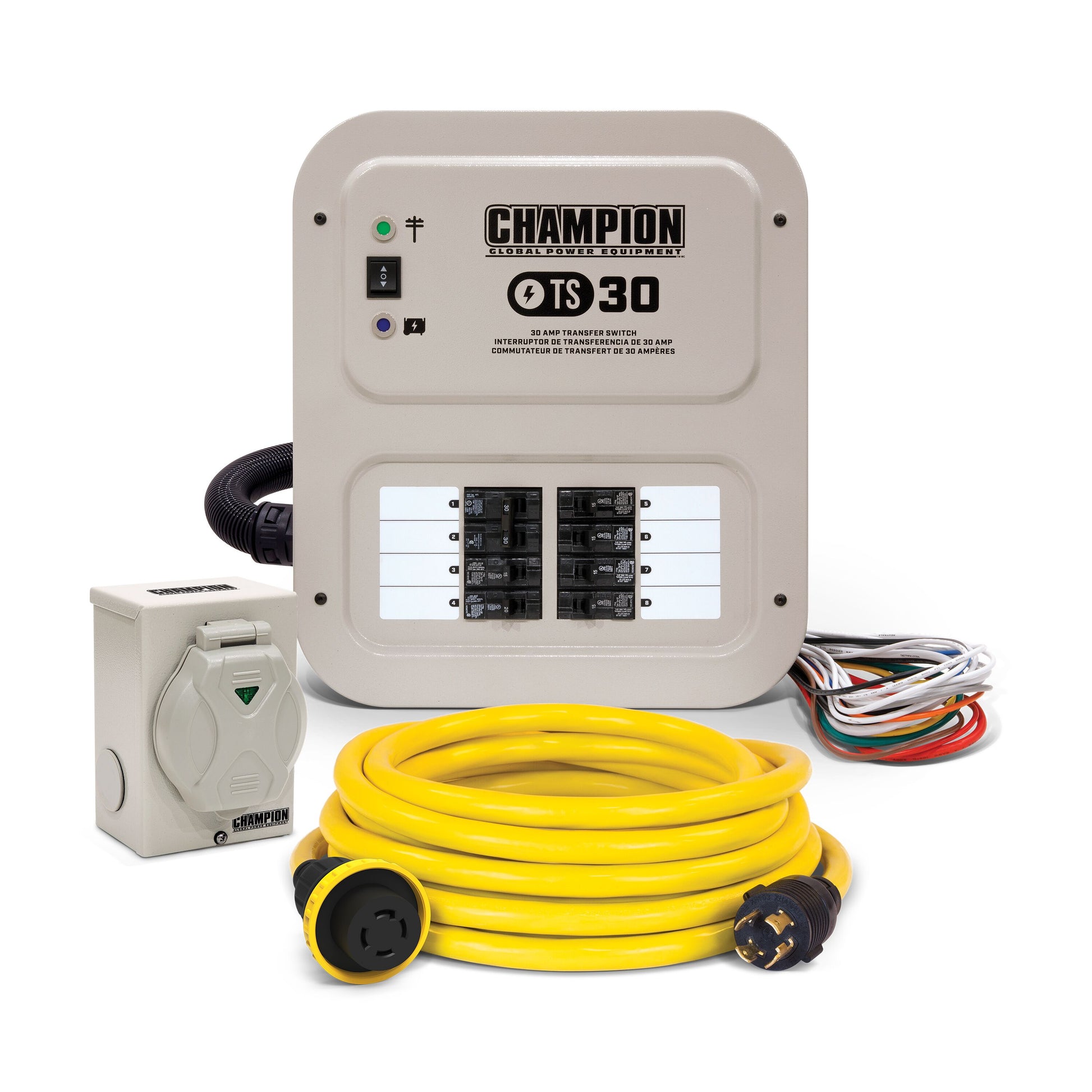Champion Power Equipment 30-Amp Manual Transfer Switch Kit, 8 Circuits, UL 1008 Certified, Powers Hard-Wired Circuits, Easy Installation 201192