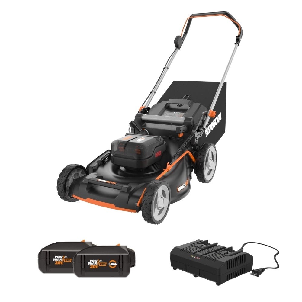 WORX Nitro Power Share 40-volt 21-in Cordless Push Lawn Mower 5 Ah (2-Batteries and Charger Included) WP772