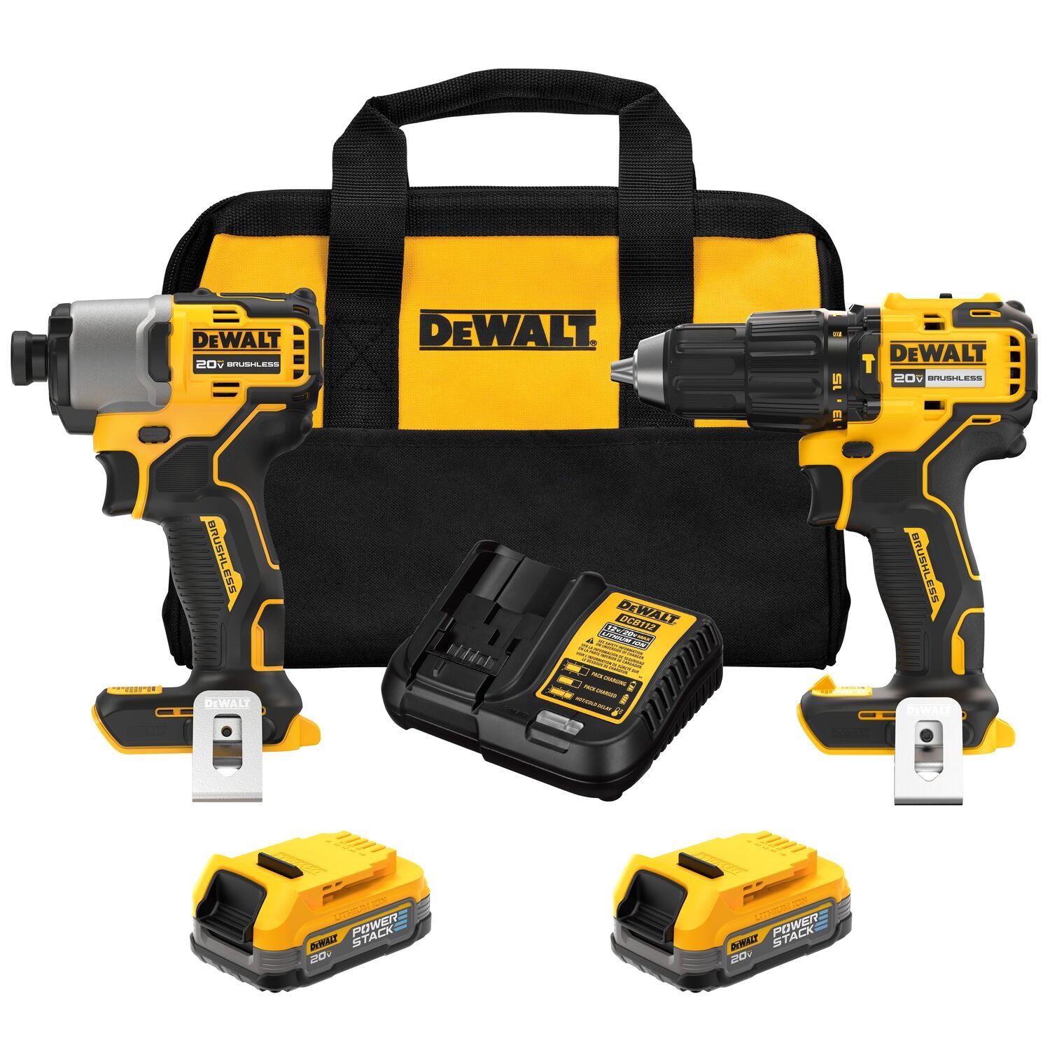 DEWALT 20V MAX 2-Tool Brushless Hammer Drill Power Tool Combo Kit with Soft Case (2-Batteries and Charger Included) DCK228E2