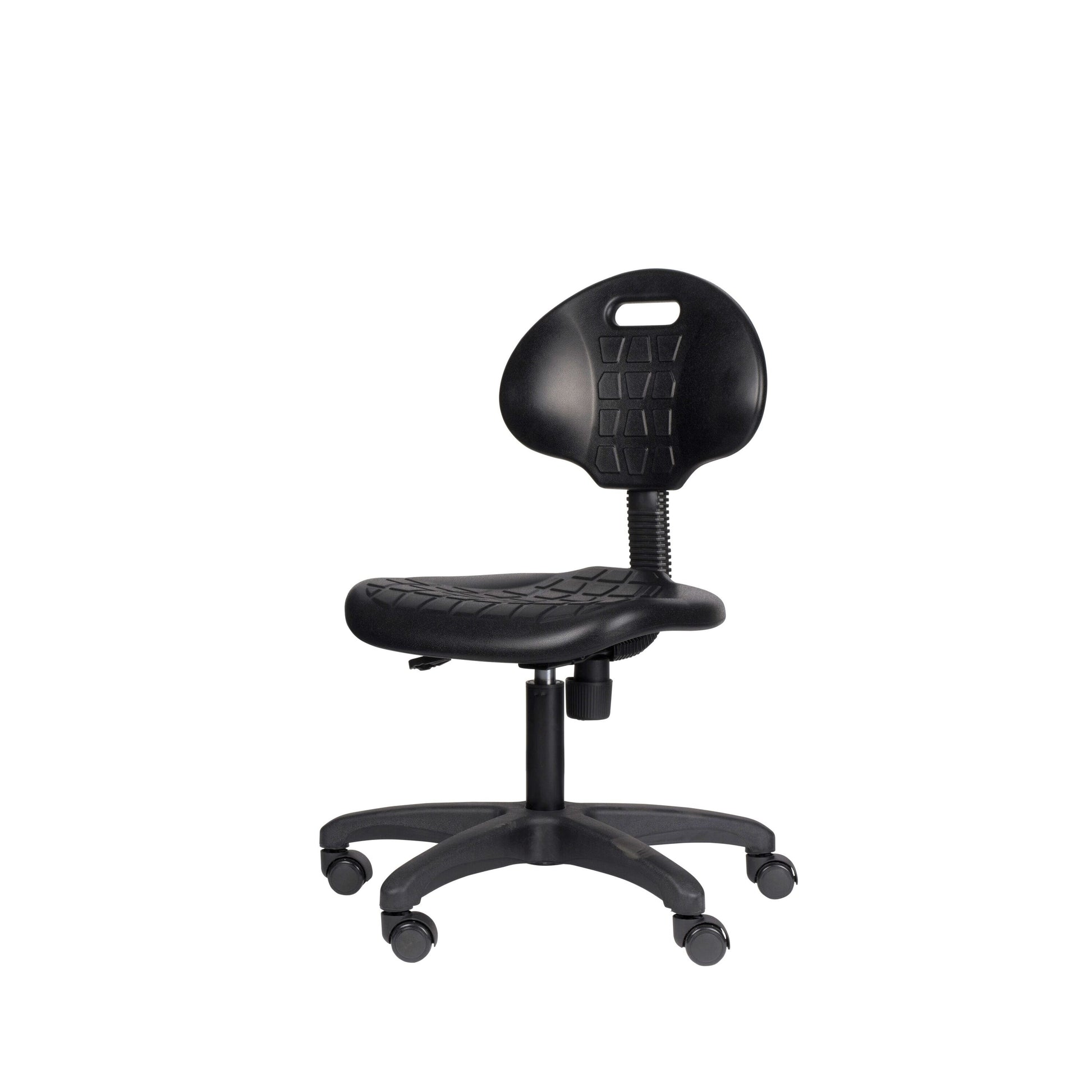 Hampden Furnishings Romulus Rolling Work Seat with Polyurethane Seat, Adjustable Height, 300 lbs. Weight Capacity, Black HMD6700A