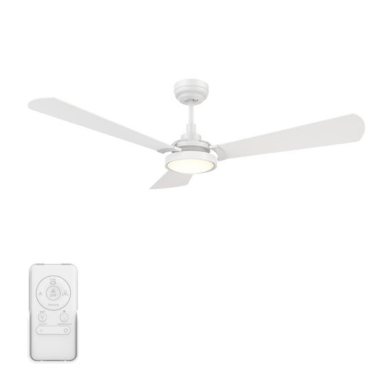 CARRO USA Veter 56-in White Indoor/Outdoor Smart Ceiling Fan with Light and Remote (3-Blade) LS563B3-L22-W1-1