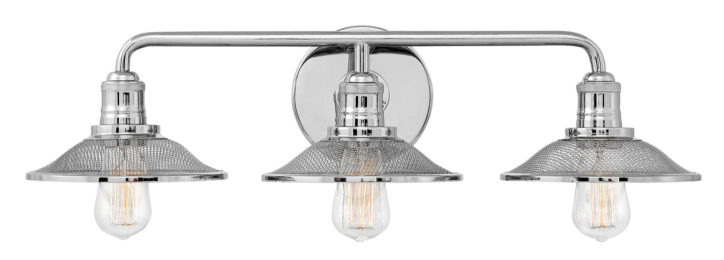 Hinkley Rigby 27-in 3 -Light Polished Nickel Industrial Vanity light
