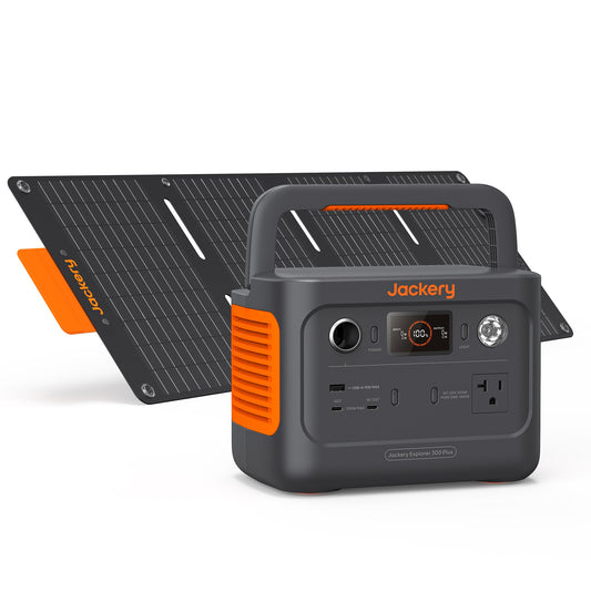 Jackery Explorer 300 Plus Solar Generator 300-Watts Portable Power Station (1 Solar Panel Included) 60-0304-USB1A1Y