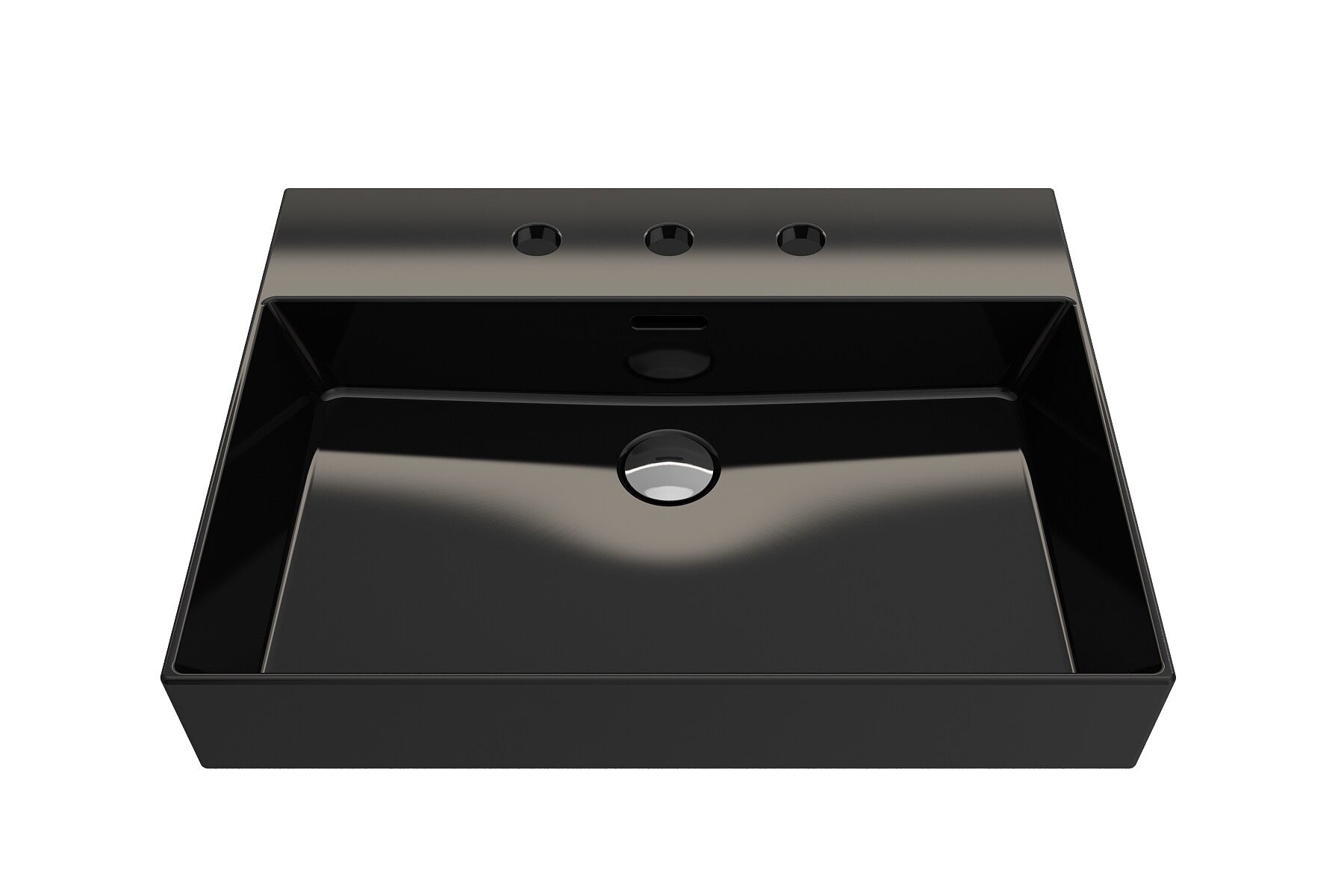 BOCCHI Fire clay Wall-mount Rectangular Modern Black Bathroom Sink ( 24-Inches x 18.25-Inches )