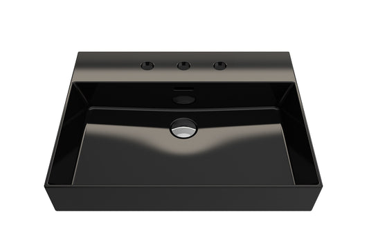 BOCCHI Fire clay Wall-mount Rectangular Modern Black Bathroom Sink ( 24-Inches x 18.25-Inches )