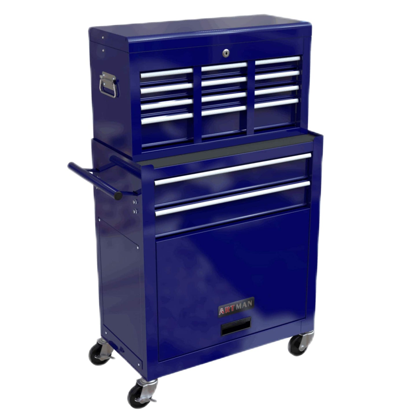Wrightmaster 13-in W x 42.8-in H 8-Drawer Steel Rolling Tool Cabinet (Blue) BLDJ191