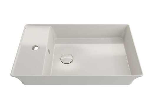 BOCCHI Fire clay Vessel Rectangular Modern Biscuit Bathroom Sink ( 23.5-Inches x 15-Inches )