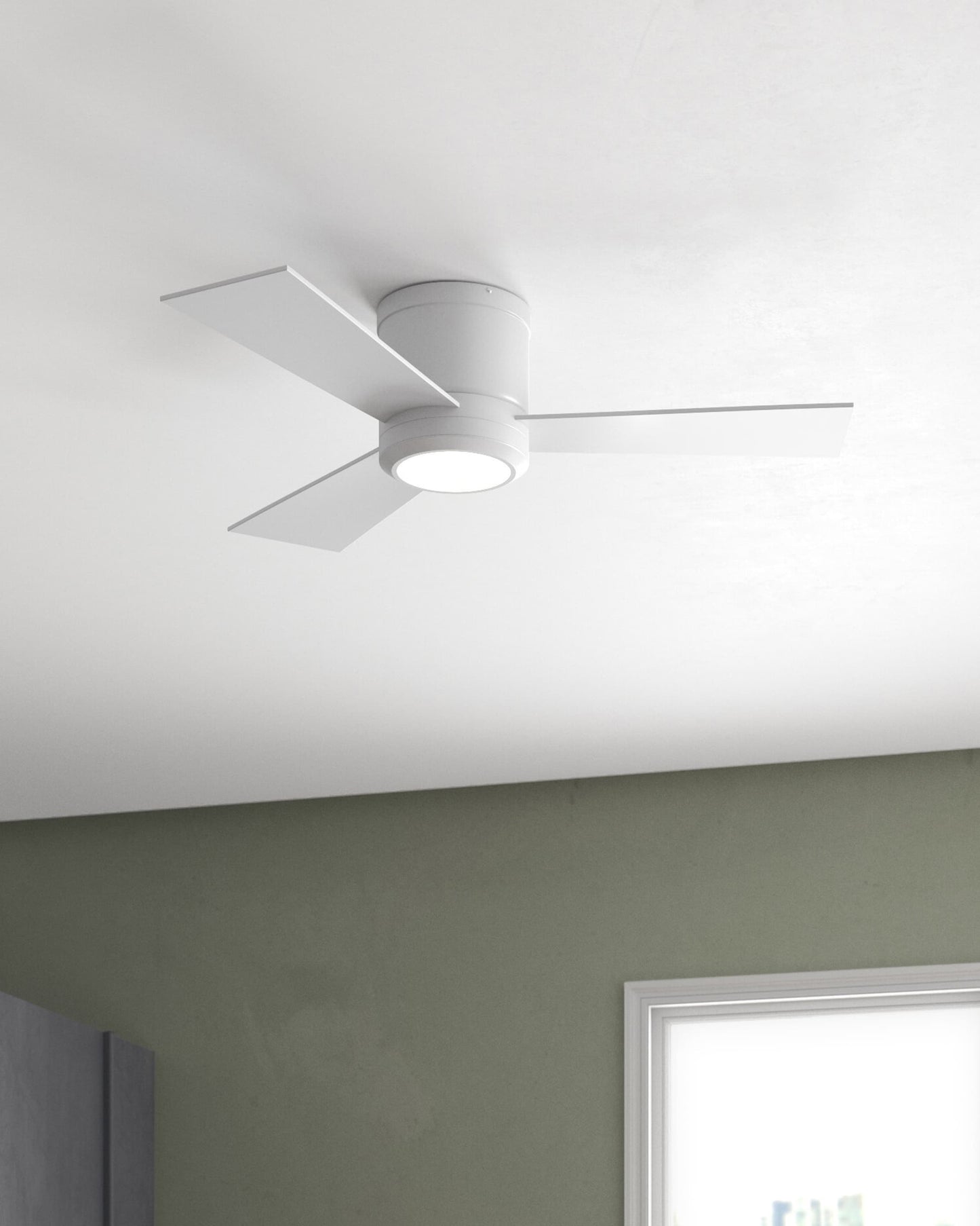 Generation Lighting Clarity 42-in Integrated LED Flush Mount Matte White with Matte White Blades Ceiling Fan With Light - Remote Included ( 3 -Blade )