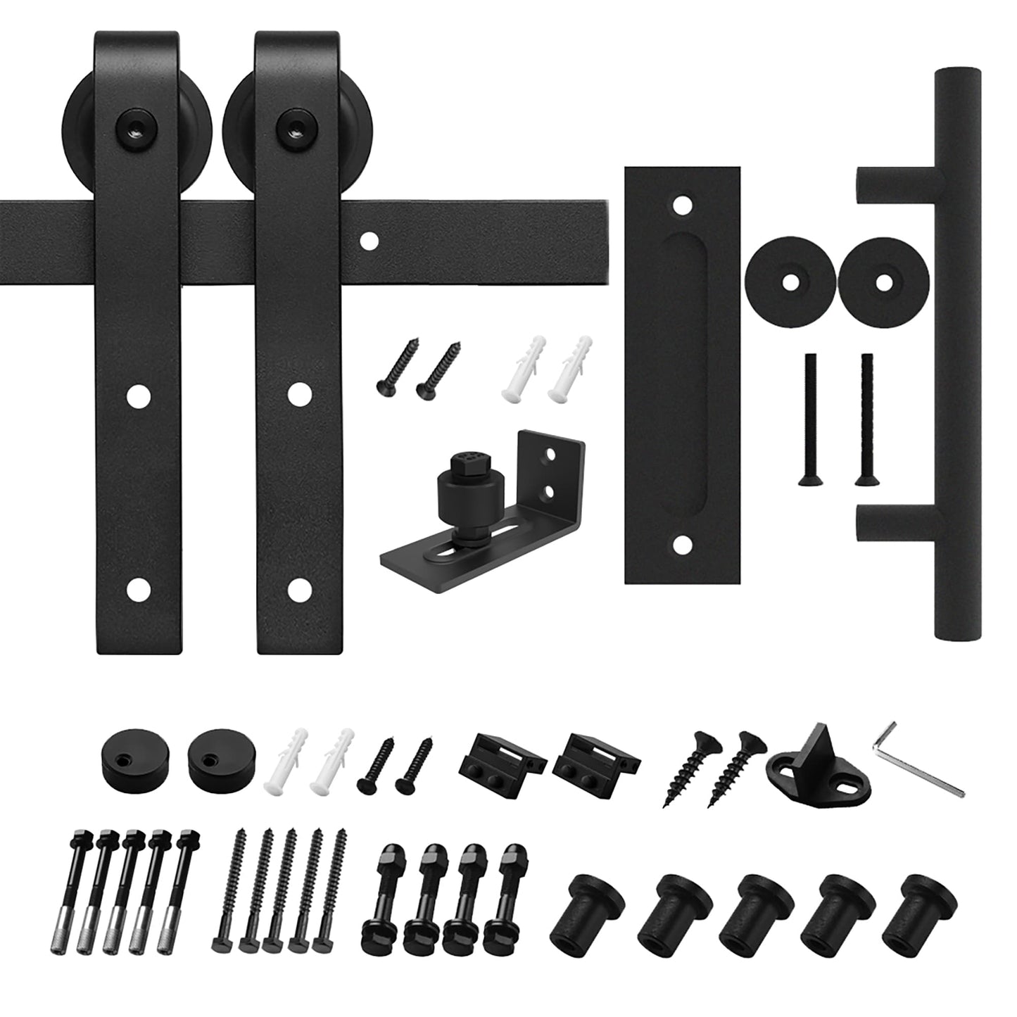 Clihome 96-in Matte Black Indoor/Outdoor J-strap Single Barn Door Hardware Kit X0028VPAVT-LTC