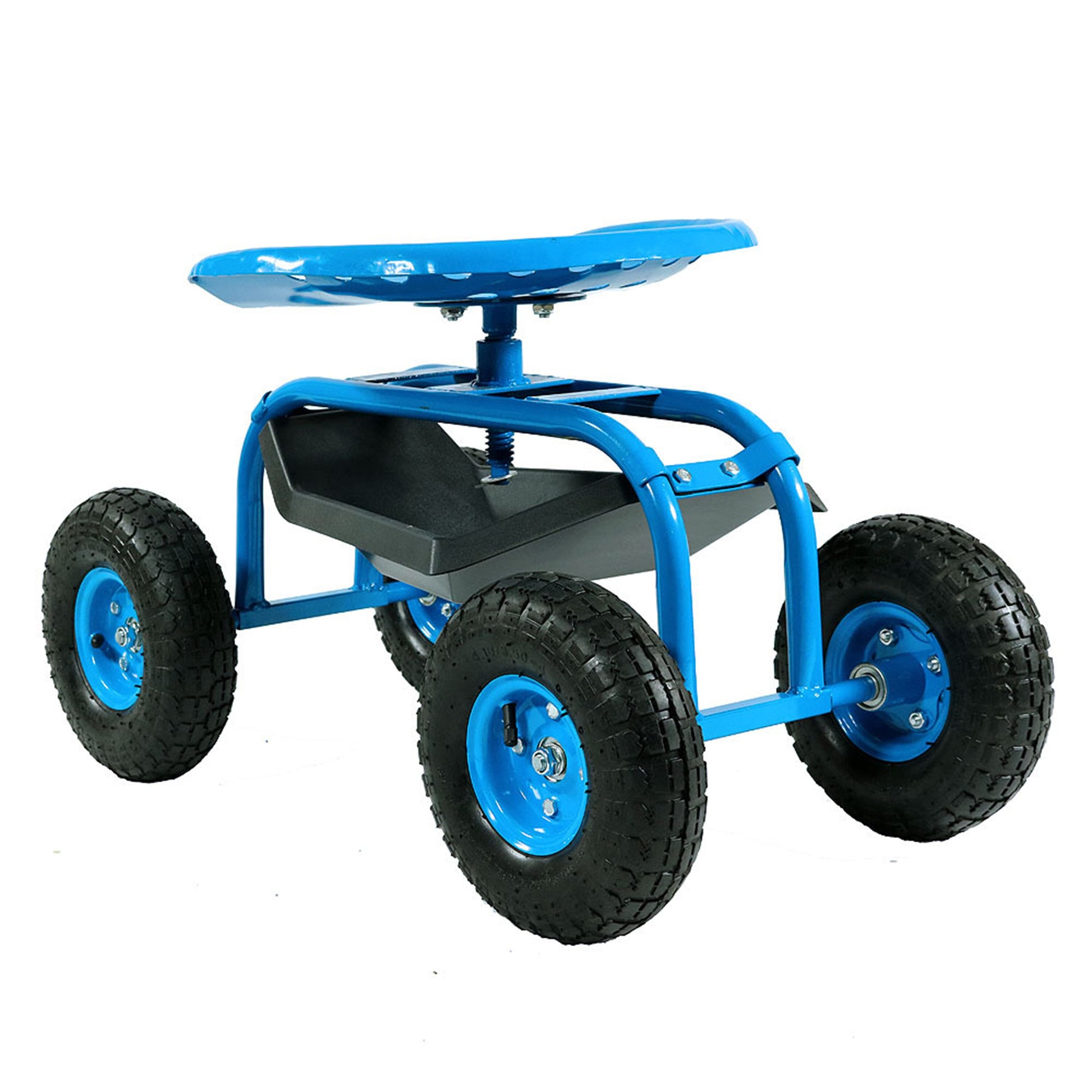 Sunnydaze Decor Blue Steel Garden Cart with Adjustable Seat and 300 lb. Weight Capacity QH-RC984-BL