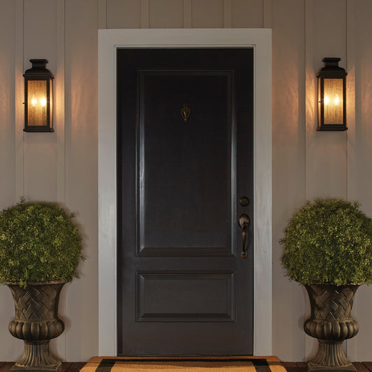 Generation Lighting Pediment 2 -Light 18.13-in H Black Hardwired Outdoor Wall Light