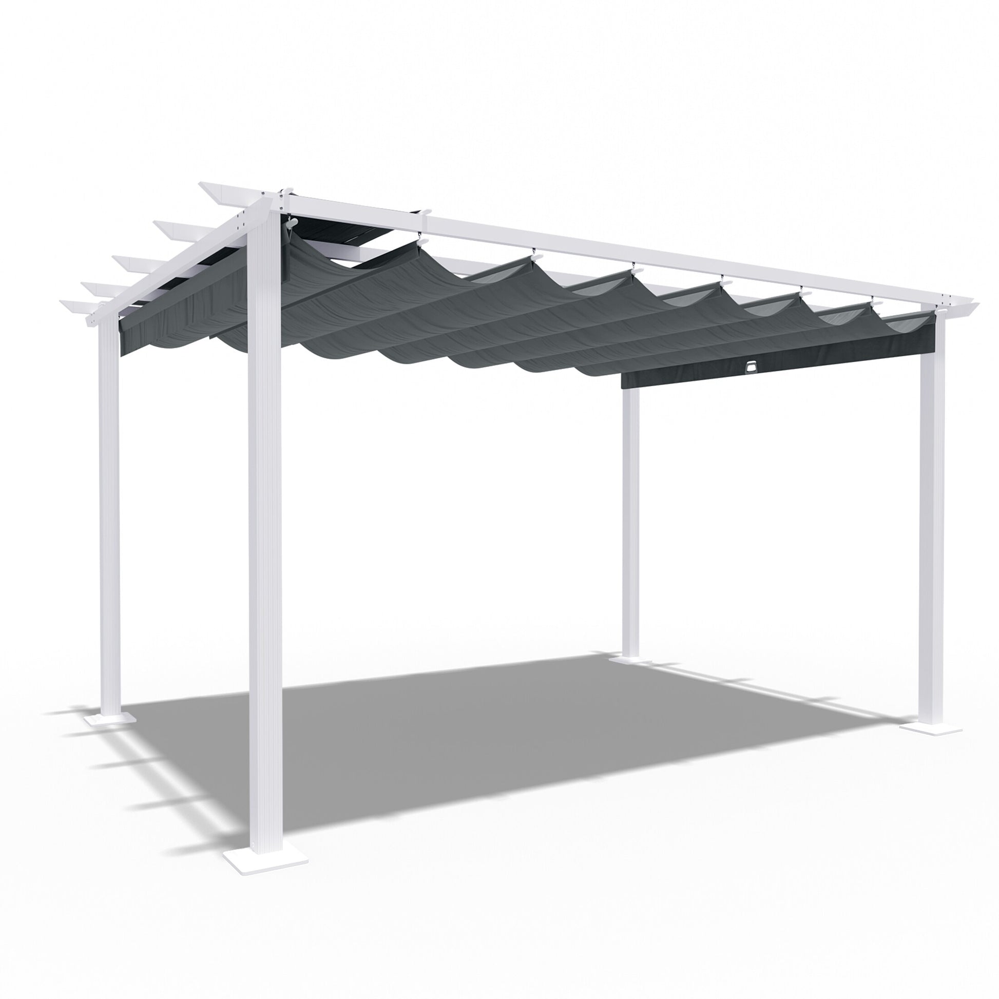  10-ft W x 13-ft L x 7-ft 3-in H Gray Metal Freestanding Pergola with Canopy